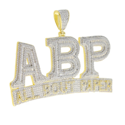 Iced Out Bling Two Tone Color CZ Letters Pendant Necklace Cubic Zirconia Various Design Badge Men Women Fashion Hip Hop Jewelry - DripVault