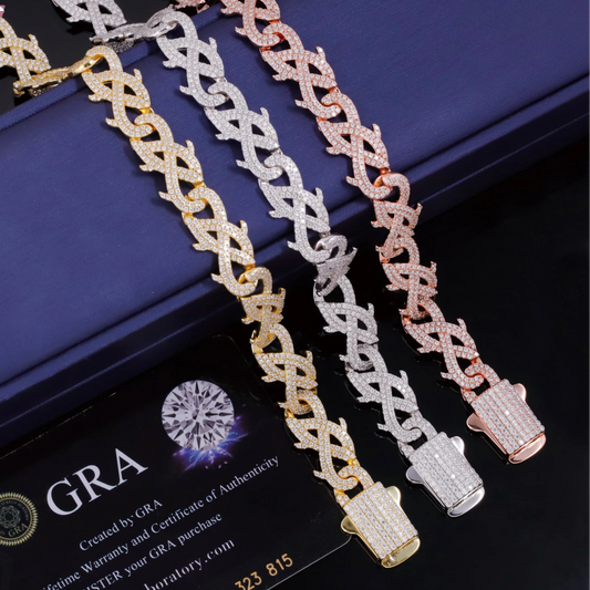 Fashion Hip Hop Jewelry 12mm Wide 925 Sterling Silver 18k Gold Plated VVS Moissanite Diamond Cuban Bracelet With GRA Certificate - DripVault