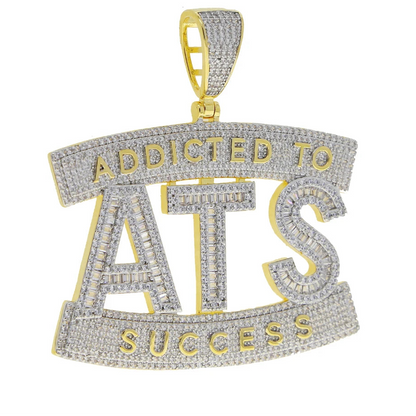 Iced Out Bling Two Tone Color CZ Letters Pendant Necklace Cubic Zirconia Various Design Badge Men Women Fashion Hip Hop Jewelry - DripVault