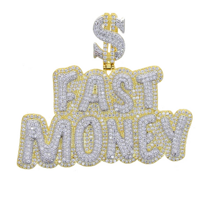 New Iced Out Bling Crown Letters Money Pendant Necklace Two Tone Color CZ Zircon Dollar Symbol Necklaces Men's Hip Hop Jewelry - DripVault
