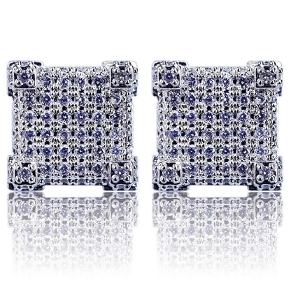 Iced Out Micro Pave CZ Stone Square Stud Earring Hip Hop Rock Jewelry Earrings For Women Men - DripVault