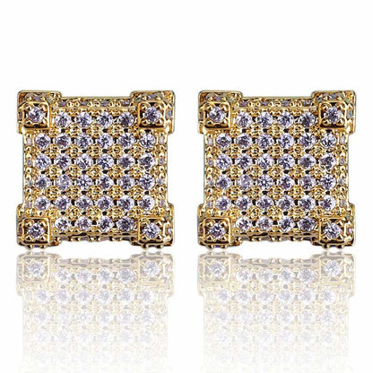 Iced Out Micro Pave CZ Stone Square Stud Earring Hip Hop Rock Jewelry Earrings For Women Men - DripVault