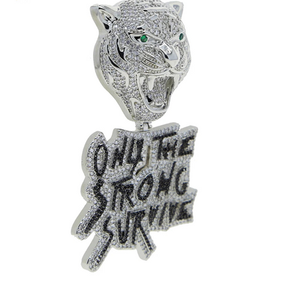 Iced Out Bling Two Tone Color CZ Letters Pendant Necklace Cubic Zirconia Various Design Badge Men Women Fashion Hip Hop Jewelry - DripVault