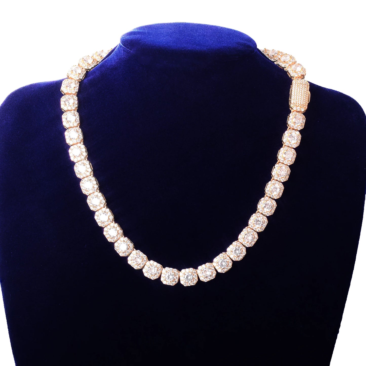 Bubble Letter Clustered Tennis Chain for Men Necklace Hip Hop Zirconia Gold Color Fashion Rock Jewelry - DripVault