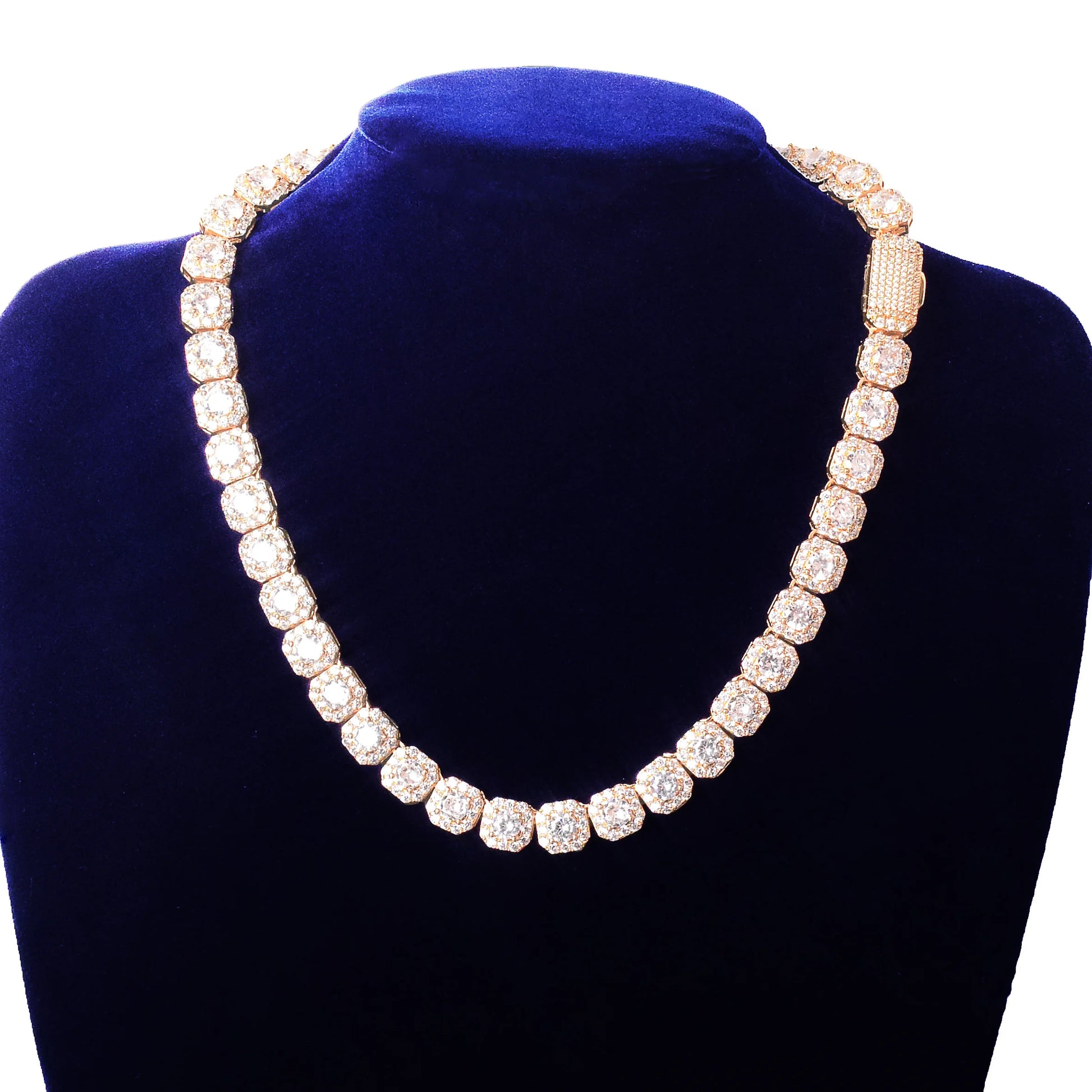 Bubble Letter Clustered Tennis Chain for Men Necklace Hip Hop Zirconia Gold Color Fashion Rock Jewelry - DripVault