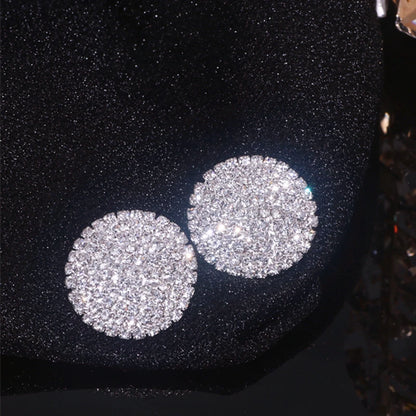 New Sparkling Crystal Heart Stud Earrings for Women Bijoux Geometric Big Square Full Rhinestones Earrings Wedding Jewelry - DripVault