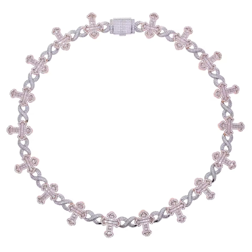 Big Wide Iced Out Infinity Cross Necklace CZ AAAAA+ Paved Hip Hop Chain - DripVault