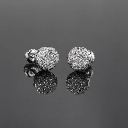 Hip Hop Hemispherical Shaped Piercing Stud Earrings for Unisex Iced Out Zirconia Chunky Punk Rapper's Earring Jewelry - DripVault