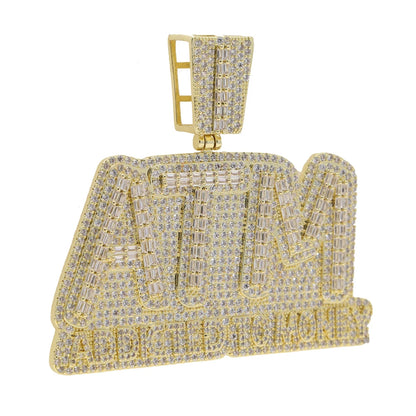 Iced Out Bling 5A CZ Letters ATM Addicted To Money Pendant Necklace 2 Colors Cubicz Zircon Men's HipHop 5mm Tennis Chain Jewelry - DripVault