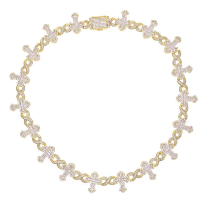 Big Wide Iced Out Infinity Cross Necklace CZ AAAAA+ Paved Hip Hop Chain - DripVault