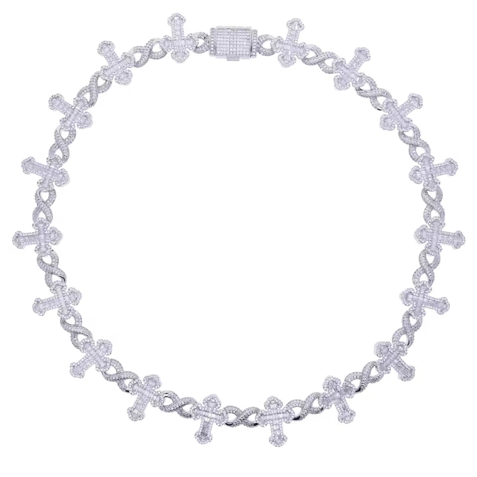 Big Wide Iced Out Infinity Cross Necklace CZ AAAAA+ Paved Hip Hop Chain - DripVault