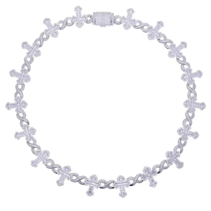 Big Wide Iced Out Infinity Cross Necklace CZ AAAAA+ Paved Hip Hop Chain - DripVault
