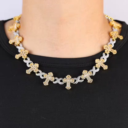 Big Wide Iced Out Infinity Cross Necklace CZ AAAAA+ Paved Hip Hop Chain - DripVault