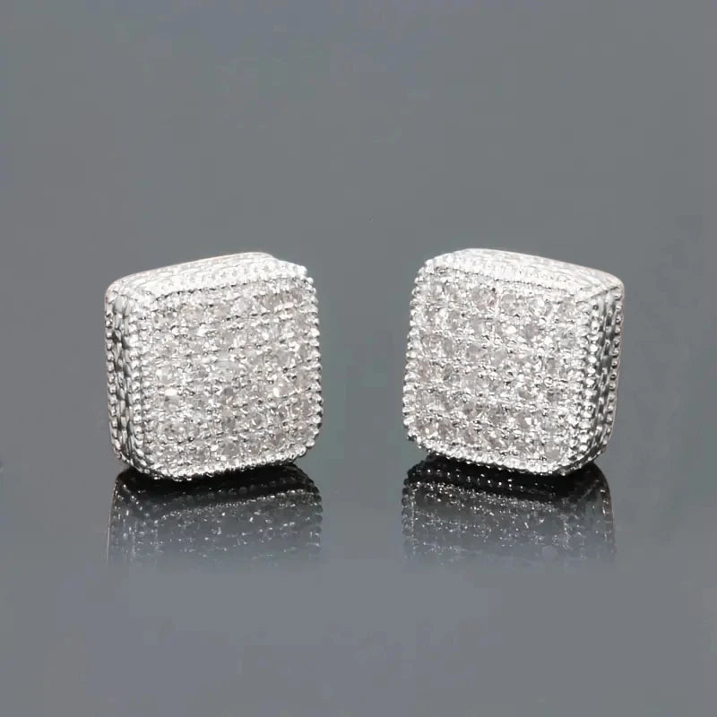 Trendy Square Stud Earrings Lady Full Bling Iced Out Brilliant CZ Jewelry Fashion Women's Earrings - DripVault
