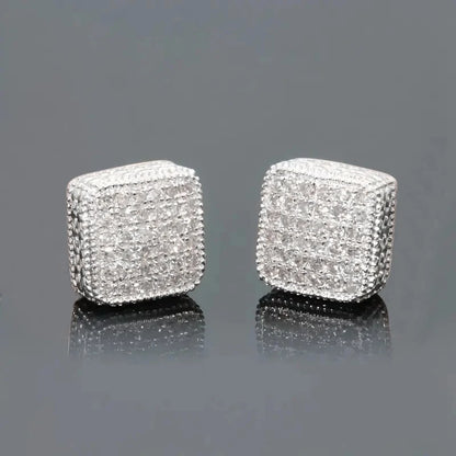 Trendy Square Stud Earrings Lady Full Bling Iced Out Brilliant CZ Jewelry Fashion Women's Earrings - DripVault