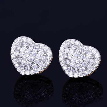 Hip Hop Claw Setting AAAAA+ CZ Bling Ice Out Stud Earring Heart CZ Earrings for Women Rapper Jewelry - DripVault