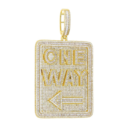 Iced Out Letter Heavy Chunk Big Pendant Necklace Bling CZ Cubic Zirconia Self Made Badge Charm Men Fashion Hip Hop Jewelry - DripVault