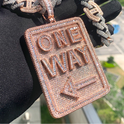 Iced Out Letter Heavy Chunk Big Pendant Necklace Bling CZ Cubic Zirconia Self Made Badge Charm Men Fashion Hip Hop Jewelry - DripVault