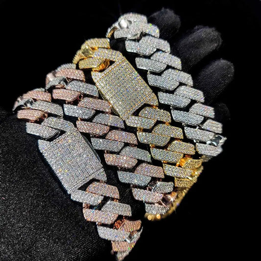 Hip Hop Jewelry 20mm Thick Cuban Link Chain Crystal Miami Gold Silver Two Color Iced Out CZ Cuban Chain Necklace - DripVault