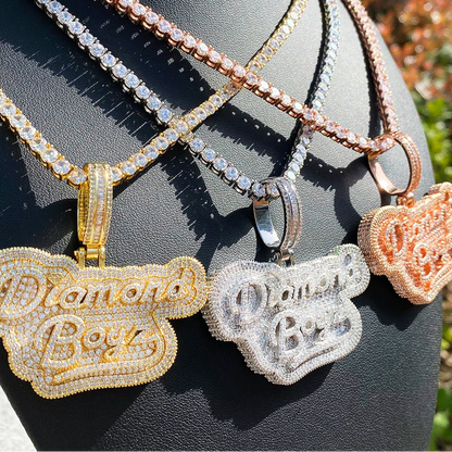 Iced Out Diamond Boyz AAAAA+ Necklace Pendant for Men Real Gold Plated Cubic Zirconia Hip Hop Jewelry - DripVault