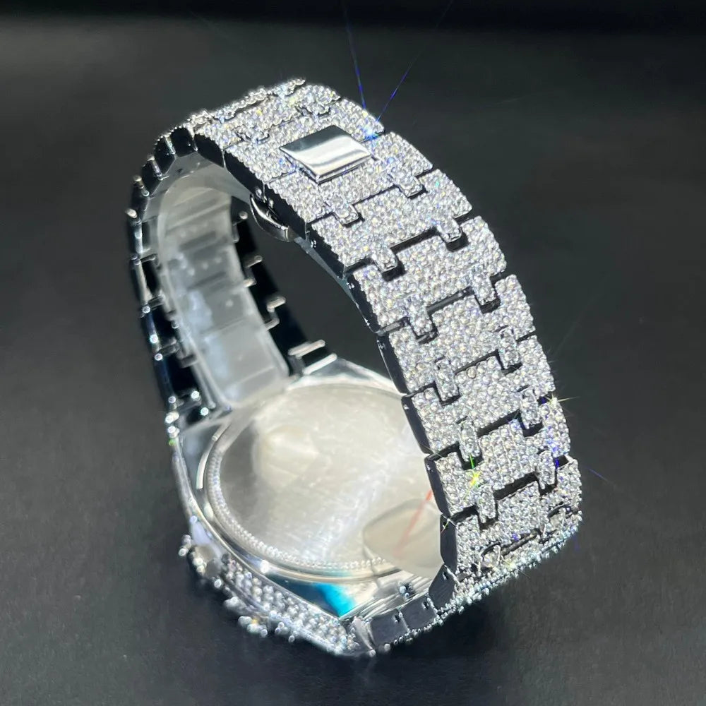 Men's Watches Thorn Crown Quartz Wristwatch Fashion Hip Hop Ice Crystal Watch Men Luxury Business Quartz Wristwatch - DripVault