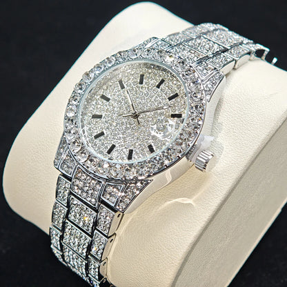 Hot Fashion Gold Watches Women Luxury Stainless Steel Elegant Iced Diamond Jewelry Quartz Wristwatch Ladies - DripVault