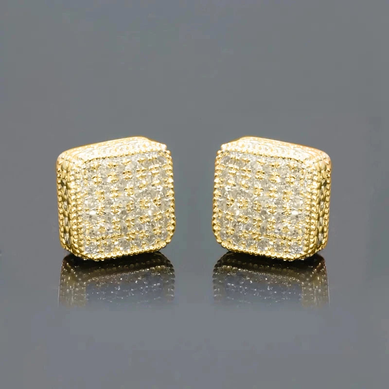 Trendy Square Stud Earrings Lady Full Bling Iced Out Brilliant CZ Jewelry Fashion Women's Earrings - DripVault