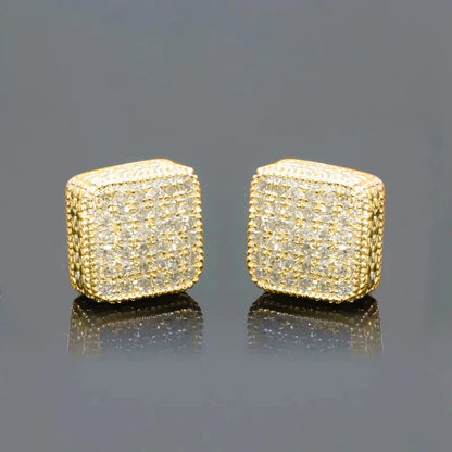 Trendy Square Stud Earrings Lady Full Bling Iced Out Brilliant CZ Jewelry Fashion Women's Earrings - DripVault