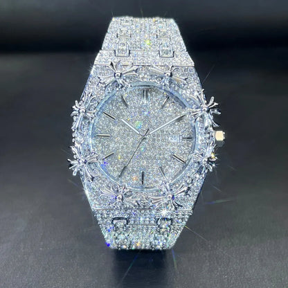 Men's Watches Thorn Crown Quartz Wristwatch Fashion Hip Hop Ice Crystal Watch Men Luxury Business Quartz Wristwatch - DripVault