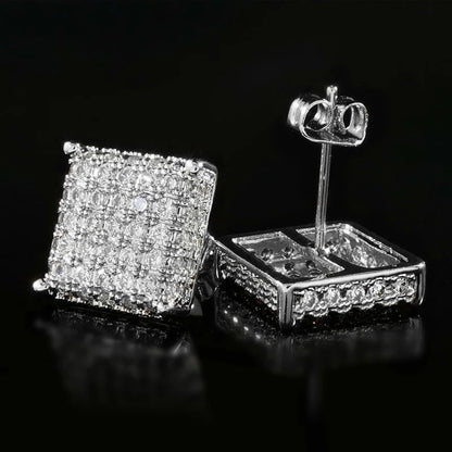 Minimalist Square Stud Earrings for Women/Men Micro Paved CZ Stone Fashion Versatile Couple Earrings - DripVault