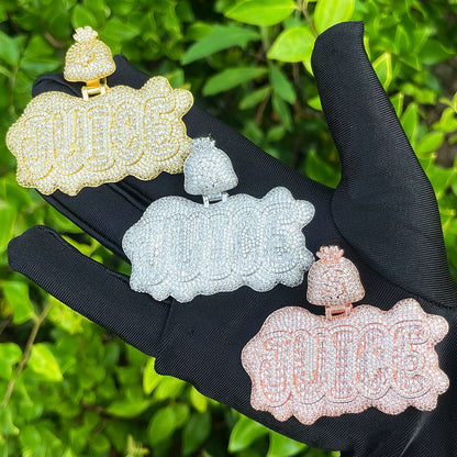 Iced Out Juice Money Bag Bail Necklace Pendant for Men Real Gold Plated AAAAA+ Cubic Zirconia Hip Hop Jewelry - DripVault