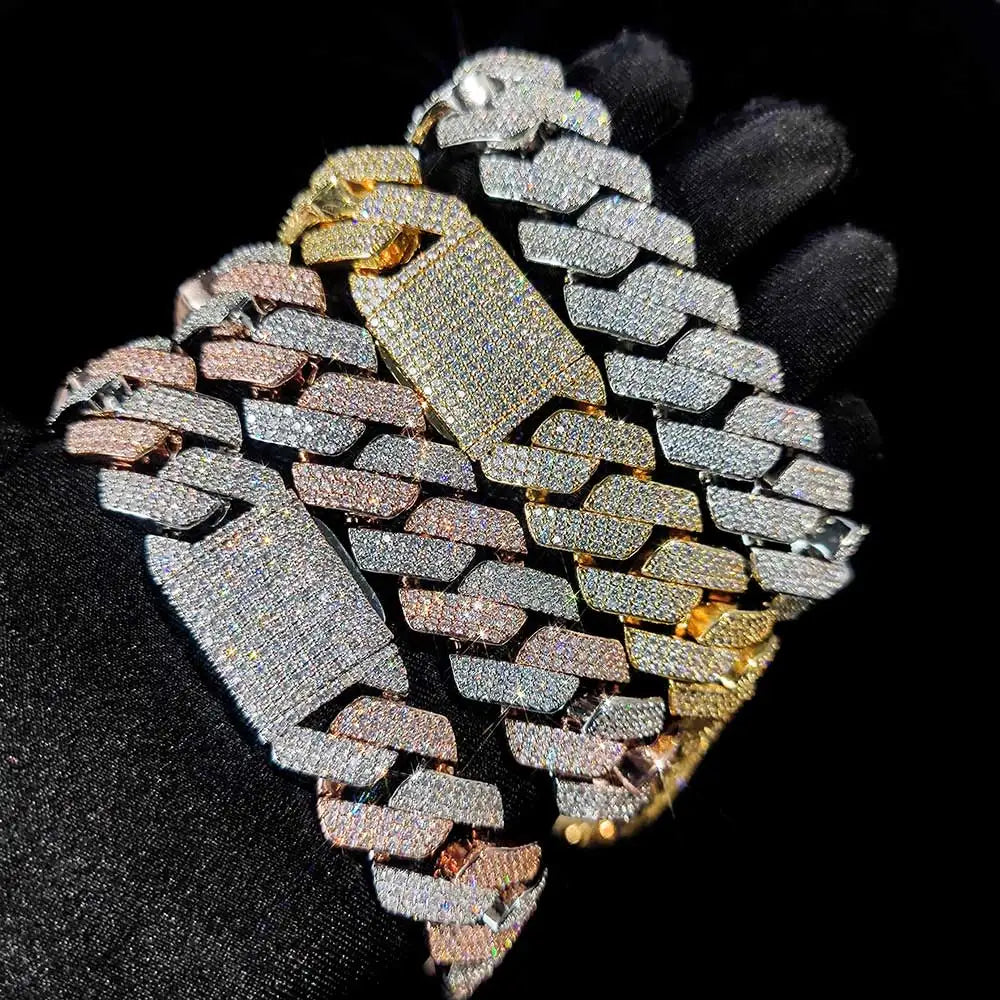 Hip Hop Jewelry 20mm Thick Cuban Link Chain Crystal Miami Gold Silver Two Color Iced Out CZ Cuban Chain Necklace - DripVault