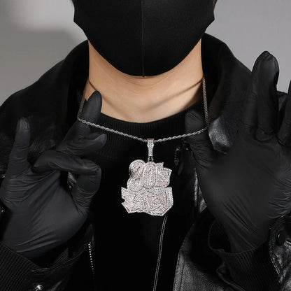 Hip Hop AAAAA+ CZ Stone Paved Bling Iced Out 80s BABY Pendants Necklaces for Men Rapper Jewelry Rose Silver Color - DripVault