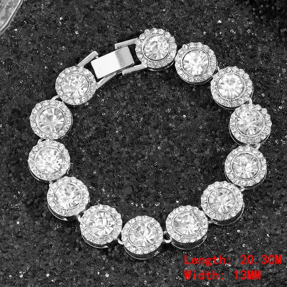 Hip Hop Iced Out Chain Women Men Cuban Bracelet High-Quality Full AAAA+ Rhinestones Miami Cuban Link Chain Bracelets Jewelry - DripVault