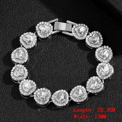 Hip Hop Iced Out Chain Women Men Cuban Bracelet High-Quality Full AAAA+ Rhinestones Miami Cuban Link Chain Bracelets Jewelry - DripVault