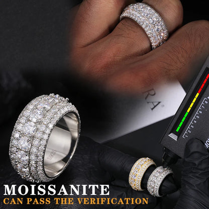 S925 Silver Rings Iced Out Baguette VVS1 Moissanite Cross Rings S925 Silver For Men Hip Hop Jewelry Men's Accessorie - DripVault