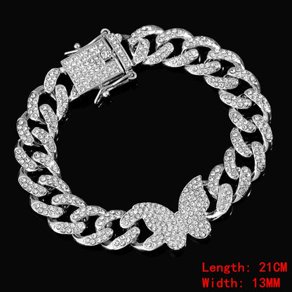 Hip Hop Iced Out Chain Women Men Cuban Bracelet High-Quality Full AAAA+ Rhinestones Miami Cuban Link Chain Bracelets Jewelry - DripVault