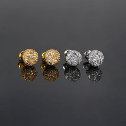 Hip Hop Hemispherical Shaped Piercing Stud Earrings for Unisex Iced Out Zirconia Chunky Punk Rapper's Earring Jewelry - DripVault
