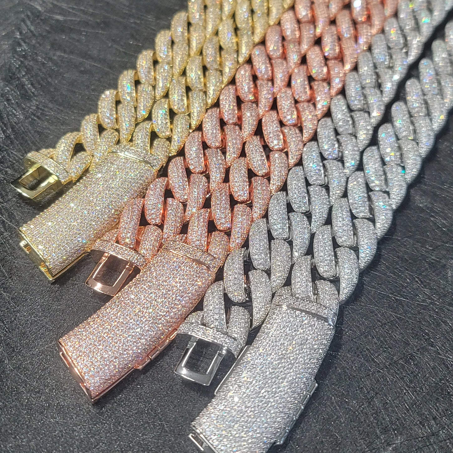 Fashion Miami Cuban Chain Iced Out 20MM Moon Necklace Full Pave Diamonds Long Buckle Bracelet Hip Hop Jewelry Necklace - DripVault
