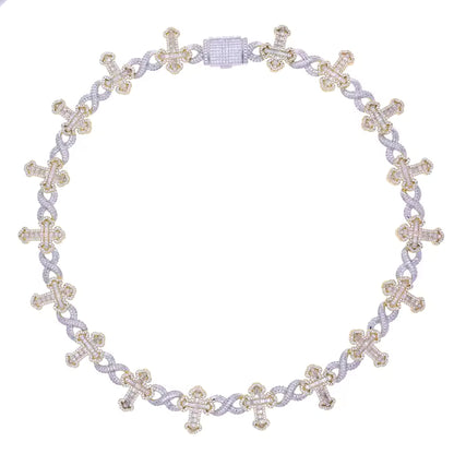 Big Wide Iced Out Infinity Cross Necklace CZ AAAAA+ Paved Hip Hop Chain - DripVault