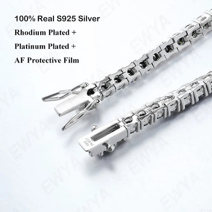 2/2.5/3/4/5/6.5mm Real Moissanite Tennis Bracelet S925 Plated 18K Rose Gold Diamond Link Bracelet Pass Diamond Tester - DripVault