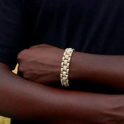 Hip Hop Iced Out Chain Women Men Cuban Bracelet High-Quality Full AAAA+ Rhinestones Miami Cuban Link Chain Bracelets Jewelry - DripVault