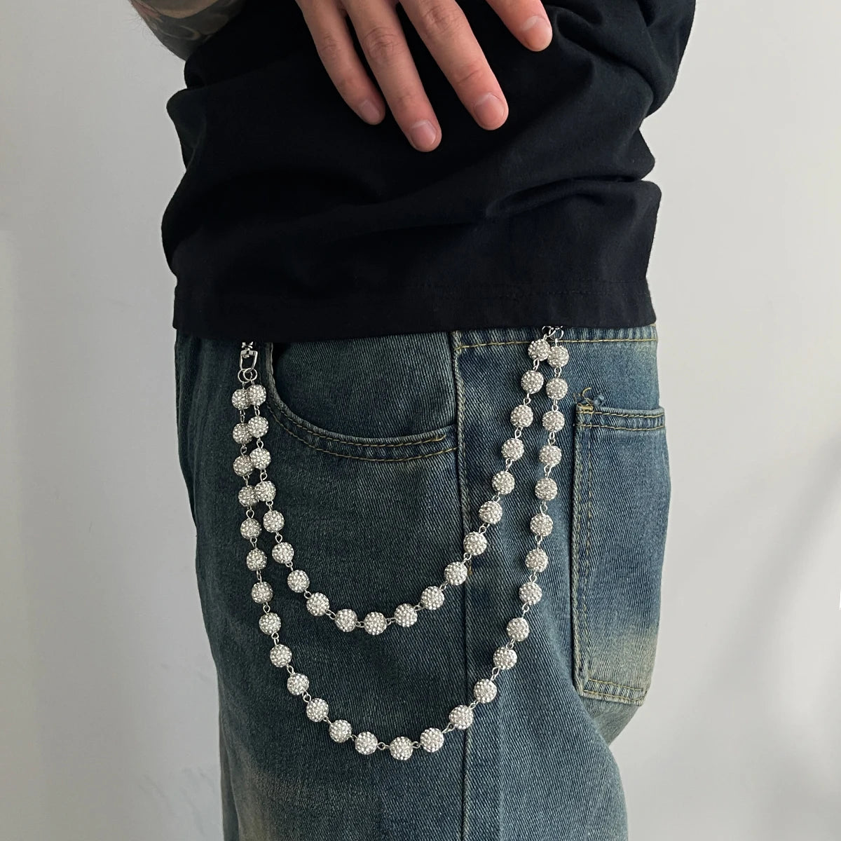 Street Rhinestone Keychain Wallet Belt Chain for Men Hip Hop Trousers Hipster Pant Jeans Chain Rock Jewelry - DripVault