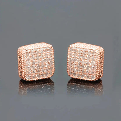 Trendy Square Stud Earrings Lady Full Bling Iced Out Brilliant CZ Jewelry Fashion Women's Earrings - DripVault