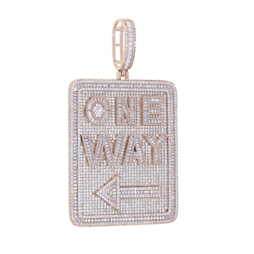 Iced Out Letter Heavy Chunk Big Pendant Necklace Bling CZ Cubic Zirconia Self Made Badge Charm Men Fashion Hip Hop Jewelry - DripVault