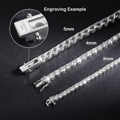 2/2.5/3/4/5/6.5mm Real Moissanite Tennis Bracelet S925 Plated 18K Rose Gold Diamond Link Bracelet Pass Diamond Tester - DripVault