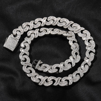 12mm Infinity Chain Baguette Cuban Necklace Cubic Zirconia Micropave Charm Jewelry Women Accessories Gifts - DripVault