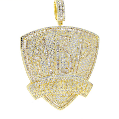 Iced Out Letter Heavy Chunk Big Pendant Necklace Bling CZ Cubic Zirconia Self Made Badge Charm Men Fashion Hip Hop Jewelry - DripVault