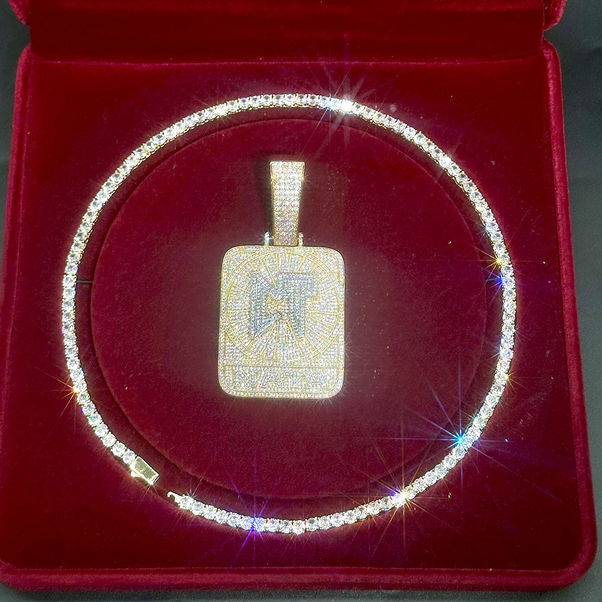 Iced Out CT NATA Necklace Pendant for Women Real Gold Plated Hip Hop Jewelry - DripVault