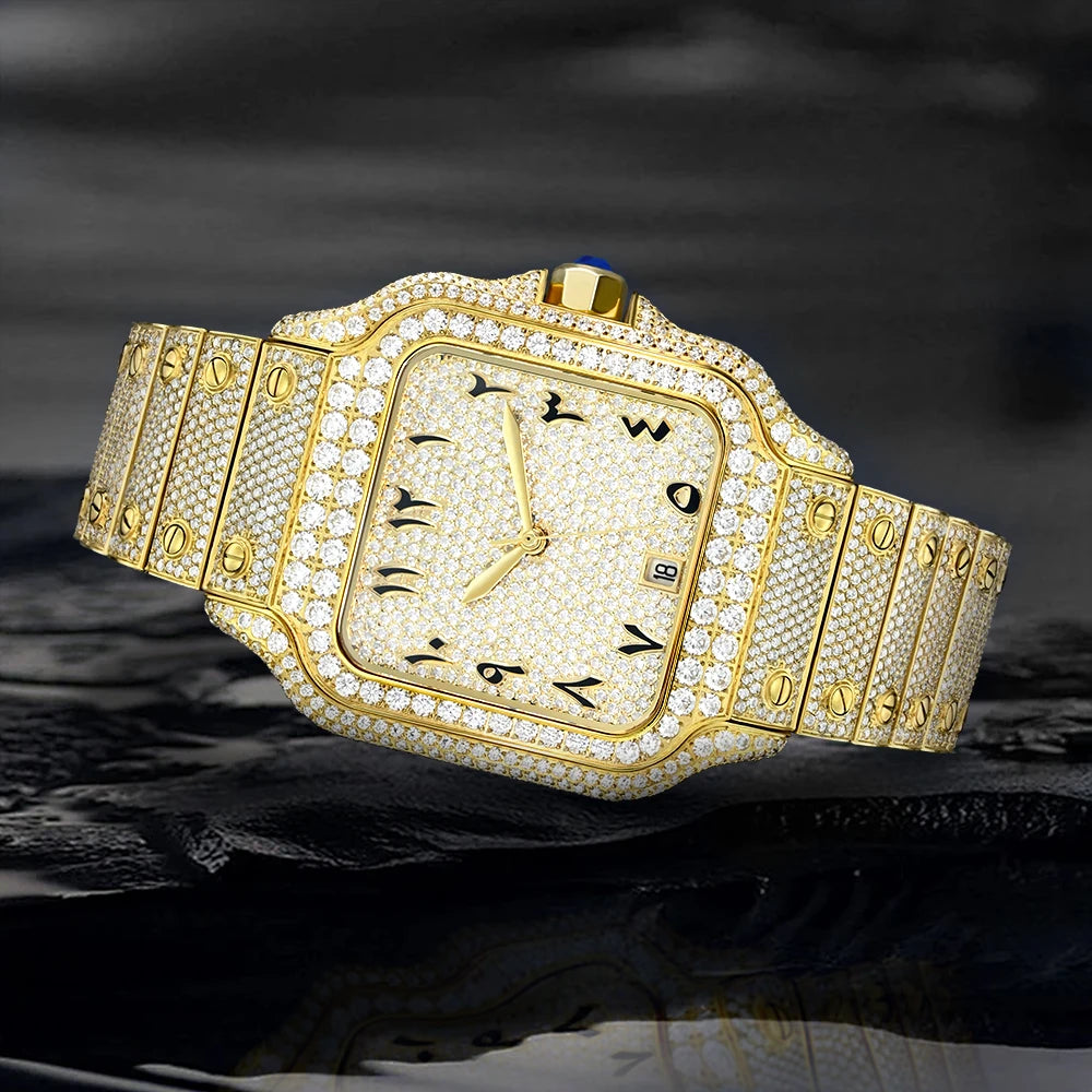 40mm Full Iced Out Carti Moissanite Diamond Watch Automatic Mechanical Wristwatch Bling Bling Hip Hop Luxury Jewelry Watches - DripVault